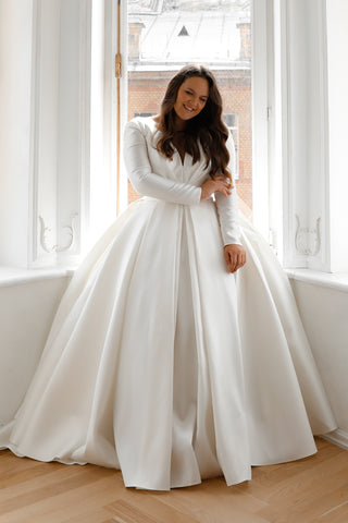 Plus Size Mikado Wedding Dress Ester with Long Sleeves