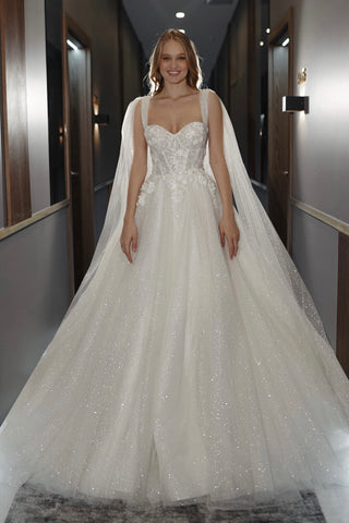 Floral Lace Wedding Dress Celia with Detachable Straps - Olivia Bottega