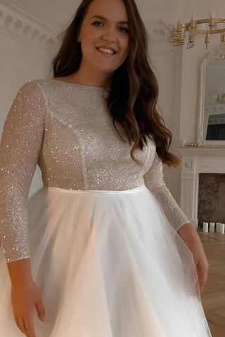 Plus Size Wedding Dress Missuri with Long Sleeves