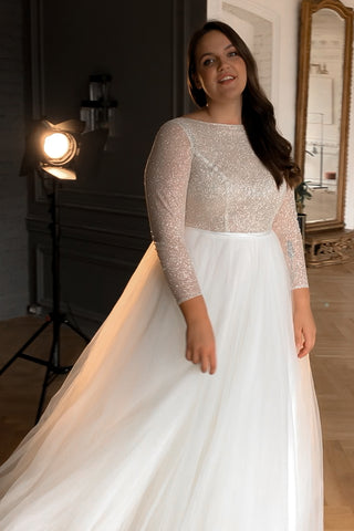 Plus Size Wedding Dress Missuri with Long Sleeves