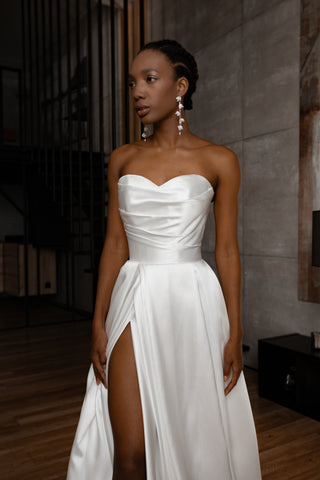 Mikado Wedding Dress Chloe with Front Slit