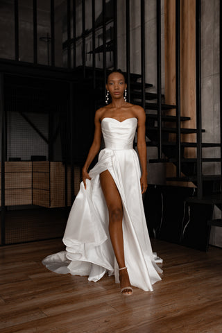 Mikado Wedding Dress Chloe with Front Slit