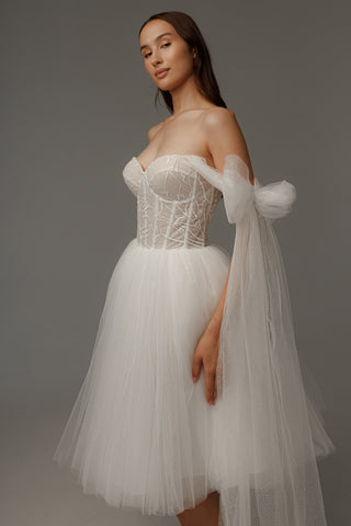 Short Wedding Dress Helena with Detachable Straps