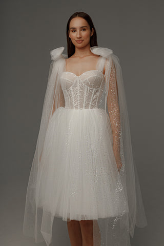 Short Wedding Dress Helena with Detachable Straps