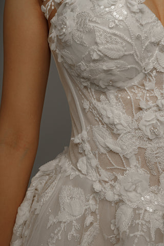 Short Floral Lace Wedding Dress Selkie