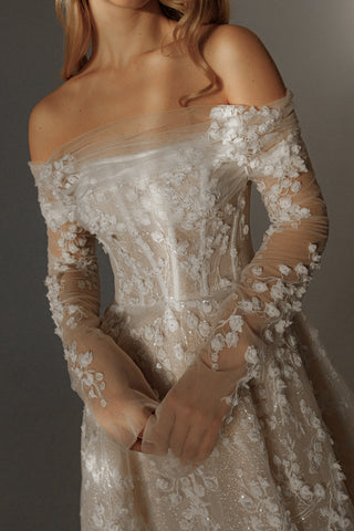 Floral Lace Wedding Dress Betty with Detachable Bolero