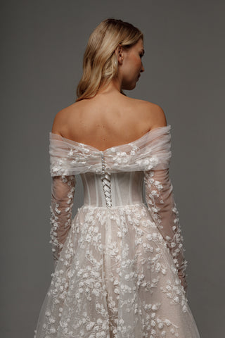 Floral Lace Wedding Dress Betty with Detachable Bolero