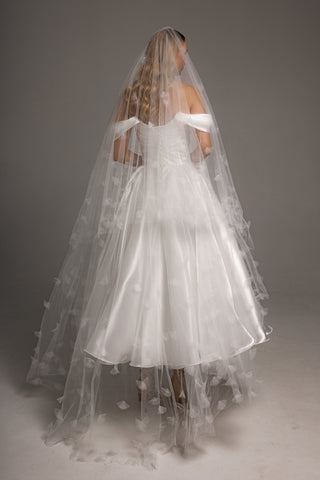 Two-Tier Wedding Veil with 3D Applique