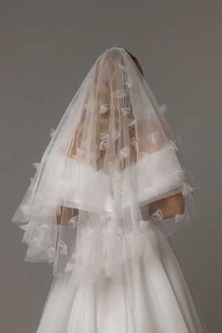 Two-Tier Wedding Veil with 3D Applique