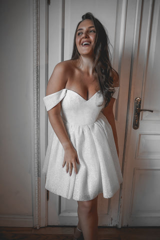 Plus Size Short Sparkly Wedding Dress Milana