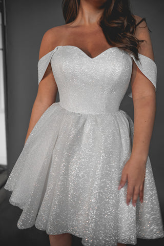 Plus Size Short Sparkly Wedding Dress Milana