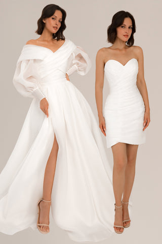 Extra Convertible Wedding Dress Audrey Mini (Basic mini dress+bolero+skirt+bow)