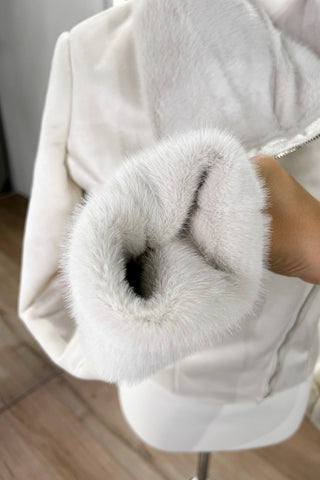 Grey Fur Coat Aviator