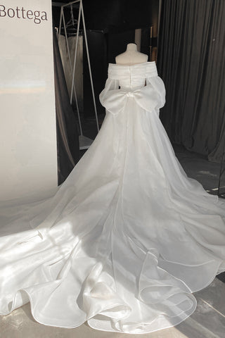 Light ivory Extra Convertible Wedding Dress Audrey (Basic dress + bolero + bow + detachable train)