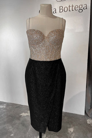 Nude Midi Sparkly Evening Dress Madonna