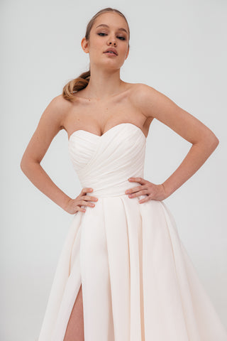 Coral Extra Convertible Wedding Dress Audrey (Basic dress + bolero + bow + detachable train)