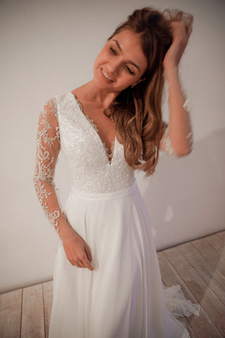 Lace Chiffon Wedding Dress Troisty Fly