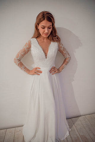 Lace Chiffon Wedding Dress Troisty Fly