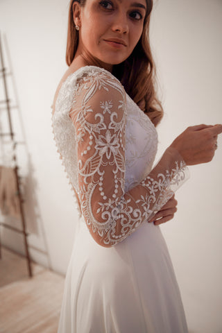 Lace Chiffon Wedding Dress Troisty Fly