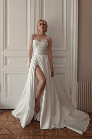 Mikado Wedding Dress Chloe with Front Slit