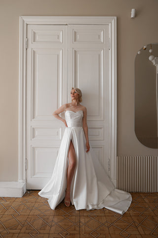 Mikado Wedding Dress Chloe with Front Slit