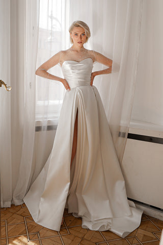 Mikado Wedding Dress Chloe with Front Slit