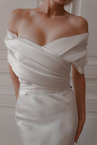 Mikado Wedding Dress Jacqueline With Detachable Train - Olivia Bottega