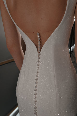 Sparkly Sheath Wedding Dress Eva with Detachable bow - Olivia Bottega