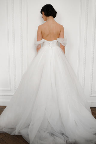 Off-The-Shoulder Shimmering Soft Tulle Wedding Dress Aleksis - Olivia Bottega