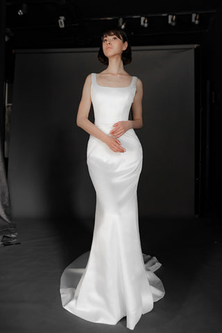 Satin Wedding Dress Solly with Sweep Train - Olivia Bottega