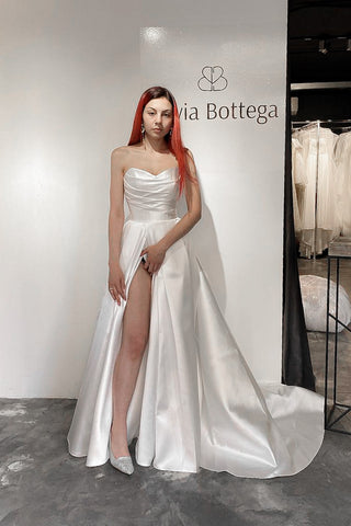 Mikado Wedding Dress Chloe with Front Slit