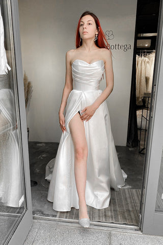 Mikado Wedding Dress Chloe with Front Slit