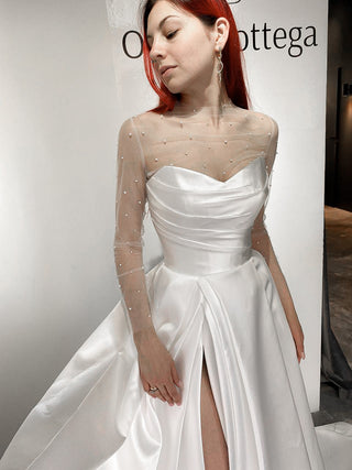 Mikado Wedding Dress Chloe with Front Slit