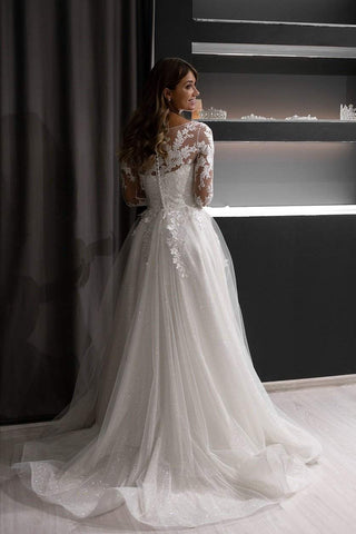 A-line wedding dress Ivanel with lace sleeves - oliviabottega