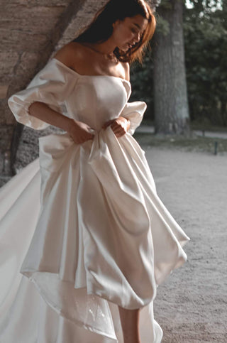 Mikado Wedding Dress Rosana with Detachable Train - Photo №9