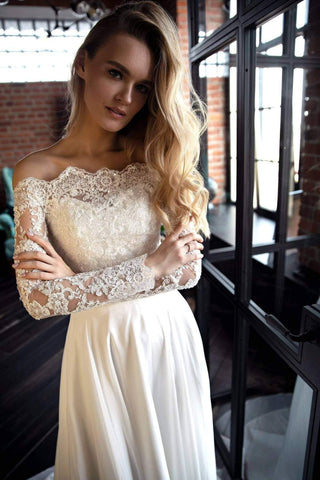 Crepe lace wedding dress Olivia Fly - oliviabottega