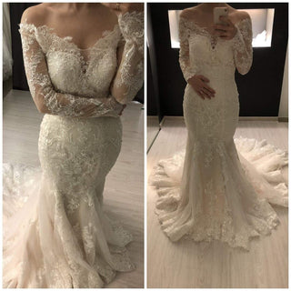 2 in 1 lace wedding dress OB7962 with detachable skirt - oliviabottega