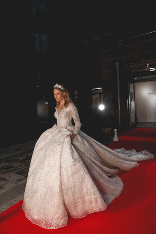 Royal Lace Off-The-Shoulder Sparkly Wedding Dress Meryem