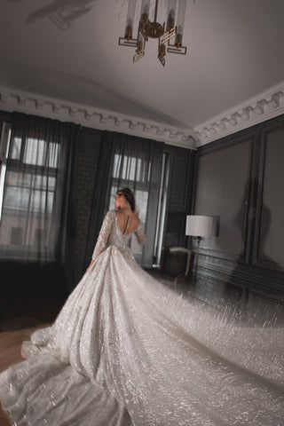 Royal Lace Off-The-Shoulder Sparkly Wedding Dress Meryem