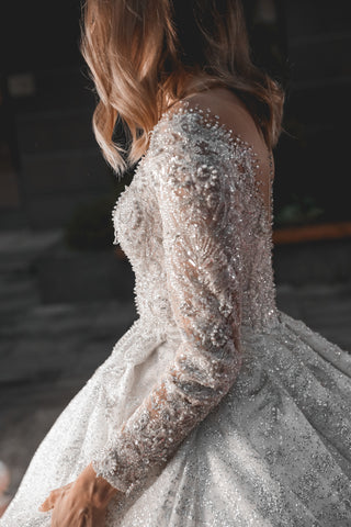 Royal Lace Off-The-Shoulder Sparkly Wedding Dress Meryem