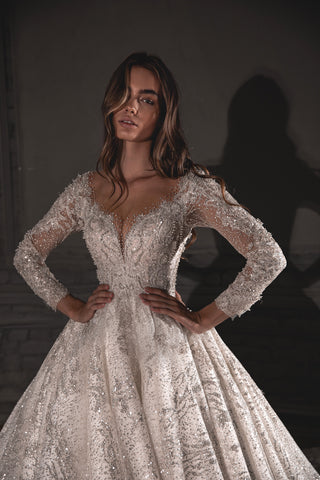 Royal Lace Off-The-Shoulder Sparkly Wedding Dress Meryem