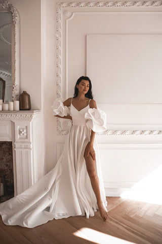 Satin Wedding Dress Sentea with Front Slit