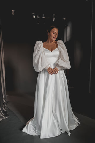 Plus Size Satin Wedding Dress Sentea with Front Slit - Olivia Bottega